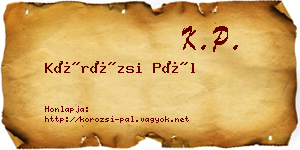 Körözsi Pál névjegykártya